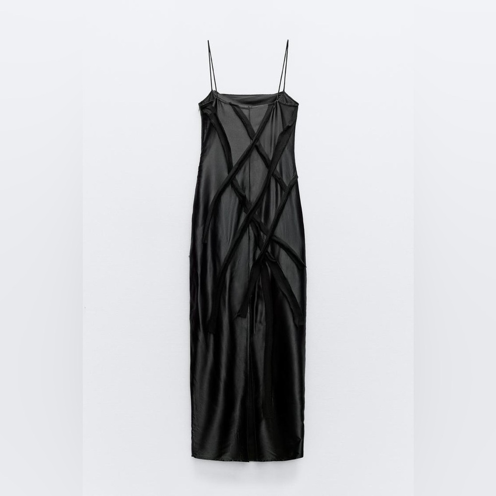 New Zara Leaf satin effect dress. Luxury blogger’s fav. XS 🔥✨✨✨ - Picture 2 of 9